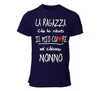 STAMPATEK Maglietta T-Shirt Nonno Idea Regalo per la Festa dei Nonni Maglia Divertente con Scritta La Ragazza del Mio Cuore Mi Chiama Nonno