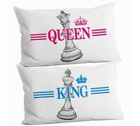STAMPATEK Regali San Valentino King Queen Scacchi Coppia Federe Cuscini Letto Idee Regalo Donna Coprifedere Divertenti, Regalo Per Coppia Di Amici, Regalo Amica, Regali Di Coppia mod. DS1