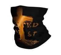 Stampato Bandana,Rooted in Christ Faith Religious Bronze,Protezione del Viso Antivento Fascia per Capelli per Escursionismo Yoga Uomo 26X30cm