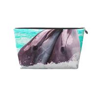Stampato con delfini, Borsa da toilette Borsa per trucco Borsa per cosmetici Borsa da toilette da viaggio portatile