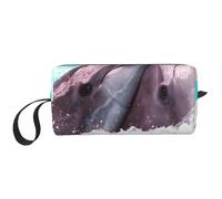 Stampato con delfini, Borsa per il trucco Borsa per cosmetici Borsa da toilette da viaggio portatile Borsa per trucco Organizer