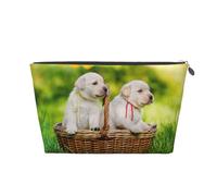 Stampato con due cani in un cestino, Borsa da toilette Borsa per trucco Borsa per cosmetici Borsa da toilette da viaggio portatile