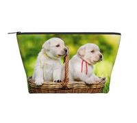 Stampato con due cani in un cestino, Borsa da toilette Borsa per trucco Borsa per cosmetici Borsa da toilette da viaggio portatile