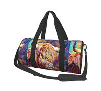 Stampato con mucca dell'altopiano, Borsone da viaggio di grande capacità Borsa rotonda Borsa da viaggio sportiva Borsa da viaggio Borsa da fitness