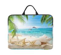 Stampato con palme di mare e spiaggia di stelle marine, Custodia per laptop da 14 pollici, borsa per notebook, custodia per laptop, valigetta con maniglia