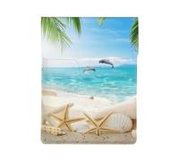 Stampato con palme di mare e spiaggia di stelle marine, Custodia per laptop in pelle PU, borsa per notebook, custodia per laptop, custodia per tablet