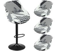 Stampato Coprisgabello da Bar con Schienale Curvo Coprisgabelli da Cucina 4/2/1 Pezzi, Elasticizzato Fodera per Sgabello da Bar Coperture per Sedie da Cucina Coperture per Sedie da Pub(H18,4PCS)