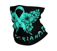 Stampato Headwrap,Fight Ovarian Cancer Awareness Ribbon Flower Butterfly,Protezione del Viso Elegante Sciarpa a Tubo per Campeggio attività Arrampicata 26X30cm