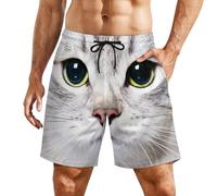 Stampato Pantaloncini da Spiaggia Cute Cat Kitten Face Print Costumi da Bagnos Uomo Asciugatura Rapida Pantaloncini da Mare per Vacanza Surf Nuoto XXL