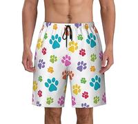 Stampato Pantaloncini Spiaggia Dog Paw Prints Calzoncini da Nuotata Uomo con Fodera A Rete Pantaloncini da Bagno per Nuoto Vacanza Piscina S