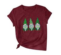 Stampato pentole casual St Breve T-shirt Tees Day Cotone Donne Manica Spalla Camicetta Donna Corta Camicetta Donna Fantasia, Colore: rosso, L