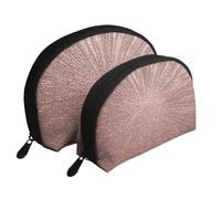 Stampato rosa oro rosa, Borsa per trucco a conchiglia Portamonete da donna Borsa da toilette piccola Borsa per cosmetici 2 pezzi