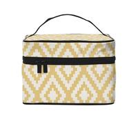 Stampato senape geometrico, Borsa per il trucco Borsa per cosmetici Borsa da toilette da viaggio portatile Astuccio per matite Astuccio da toilette