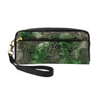 Stampato serpente verde, Borsa per il trucco Borsa per cosmetici Borsa da viaggio portatile da toilette Astuccio in pelle per donne e ragazze