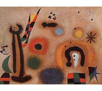 Stampe a colori per poster di Joan Miro《Libellula dalle ali rosse insegue la cometa》Immagine astratta di arte murale di Joan Miro Pittura su tela per decorazioni per la casa 70x50cm senza cornice
