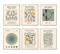 Stampe artistiche da parete astratte Matisse verde salvia da parete, poster per mostre, arte vintage, bohémien, decorazione per camera da letto estetica (28 x 35,6 cm, senza cornice, stile C)
