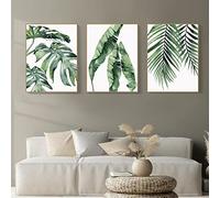 Stampe Artistiche da Parete Botaniche con Foglie Tropicali, Set di 3 Verde Piante Tropicali Decorazione da Parete, per Camera da Letto Soggiorno Casa, Senza Cornice (30 x 40 cm)