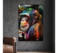 Stampe artistiche da parete con graffiti, scimmie e animali, poster su tela, zebra, dipinto, poster di street art pop, decorazione per la casa e il soggiorno, cornice 30x45 cm