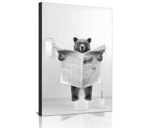 Stampe Artistiche da Parete in Tela per Bagno - Set di Immagini Divertenti con Elefante, Zebra, Pinguino, Giraffa, Animale nella Vasca - Senza Cornice (Spettacolare Orso, 30 x)