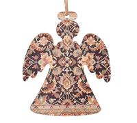 Stampe artistiche orientaliste antiche a forma di angelo, 2 pezzi, ornamenti natalizi in legno, da appendere agli alberi di Natale, decorazioni natalizie