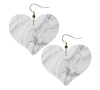 Stampe bianche marmorizzate eleganti orecchini a forma di cuore leggeri accessori da donna perfetti per feste e San Valentino.