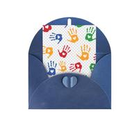 Stampe colorate a forma di mano arcobaleno con fibbia di amore per le vacanze buste di carta perlate che saluta verticale pensando a te carte 15,2 x 10