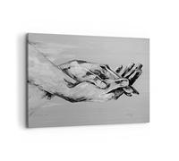 Stampe da Parete 100x70 cm Quadro su Tela Bianco e Nero Persone - 4566 | Manualmente Scritto Mani Quadro Decorativo 1 pezzo Soggiorno Camera da Letto Arte da Parete Decorazione da Parete ARTTOR
