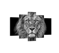 Stampe da Parete 120x40 cm Quadro su Tela Africa Bianco e Nero - 4494 | Ritratto Leone E Quadro Decorativo XXL Set da 5 pezzi Soggiorno Camera da Letto Arte da Parete Decorazione da Parete ARTTOR