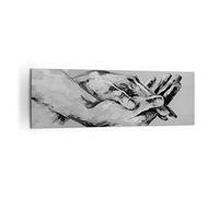 Stampe da Parete 160x50 cm Quadro su Tela Bianco e Nero Persone - 4566 | Manualmente Scritto Mani Quadro Decorativo XXL 1 pezzo Soggiorno Camera da Letto Arte da Parete Decorazione da Parete ARTTOR