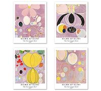 Stampe da Parete Astratto Geometrico Senza Cornice, Set di 4 Poster, Carta artistici di alta qualità Taglia: 20x25 cm, Fiori Estetiche Frameless Regaloper camera da letto Hilma AF Klint Picture
