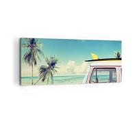 Quadro su Tela 100x40cm Stampe da Parete Auto tavola da surf spiaggia oceano Grandi Decorazione Murale Camera da Letto 1 pezzo Quadri Moderni Soggiorno Grafica Immagini Wall Art Canvas AB100x40-2835