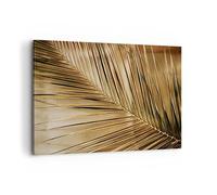 Quadro su Tela 100x70cm Foglia Oro Pianta Stampe Immagini Quadri Moderni Murale