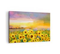 Stampe da Parete Moderne 100x70 cm Quadro su Tela Botanica Paesaggi - 3775 | Girasoli Fiore Quadro Decorativo Grande 1 pezzo Soggiorno Camera da Letto Arte da Parete Decorazione da Parete ARTTOR