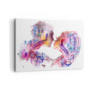 Quadro su Tela 100x70cm Stampe da Parete Coppia amore donna urbano Grandi Decorazione Murale Camera da Letto Cucina 1 pezzo Quadri Moderni Soggiorno Grafica Immagini Wall Art Canvas AA100x70-3132