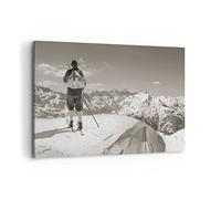 Stampe da Parete Moderne 100x70 cm Quadro su Tela Persone Sport - 4192 | Sciatore Baviera Seppia Quadro Decorativo 1 pezzo Soggiorno Camera da Letto Arte da Parete Decorazione da Parete ARTTOR