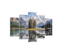 Quadro su Tela 150x100cm Stampe da Parete Lago paesaggio natura Grandi Decorazione Murale Camera da Letto Cucina Set 5 pezzi Quadri Moderni Soggiorno Grafica Immagini Wall Art Canvas EA150x100-4133