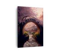 Quadro su Tela 70x100cm Ponte Giappone Ciliegia Giapponese Stampe Murale
