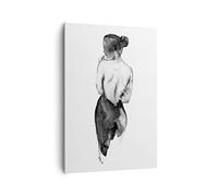 Stampe da Parete Moderne Verticali 70x100 cm Bianco e Nero Persone - 4721 | Acquerello Donna Nudità Quadro Decorativo Grande Soggiorno Camera da Letto Decorazione da Parete Arte da Parete ARTTOR
