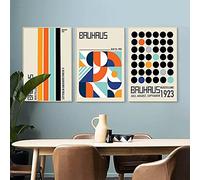 Stampe d'arte-Manifesto,Bauhaus Astratta Geometrica Grafica Stampa Artistica Moderna E Minimalista Manifesto Pittura Su Tela Immagine per Soggiorno Camera da Letto Home Decor 40x60 cmx3 Senza Cornice
