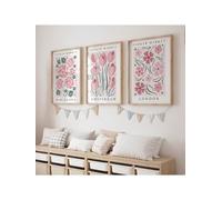 Stampe del mercato dei fiori in rosa antico stampe floreali da parete per soggiorno poster su tela con galleria retrò 50x75 cm cornice da 3