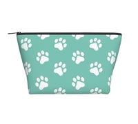 Stampe della zampa del cane di piccola taglia sul blu, Borsa da toilette Borsa per trucco Borsa per cosmetici Borsa da toilette da viaggio portatile