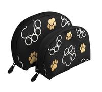Stampe della zampa del cane Sorie stampate, Borsa per trucco a conchiglia Portamonete da donna Borsa da toilette piccola Borsa per cosmetici 2 pezzi