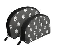 Stampe della zampa del cane Stampe della zampa del gatto Animale domestico, Borsa per trucco a conchiglia Portamonete da donna Borsa da toilette piccola Borsa per cosmetici 2 pezzi