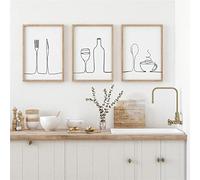 Stampe di disegno della cucina, cibo bevanda stampa, stampa sala da pranzo, arte della parete della cucina, decorazione della cucina di inaugurazione della casa, tela arte 50x70cmx3 senza cornice