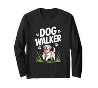 Stampe di Dog Walker Paw Prints Happy Canine Maglia a Manica