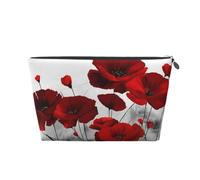 Stampe di fiori di papavero rosso, Borsa da toilette Borsa per trucco Borsa per cosmetici Borsa da toilette da viaggio portatile