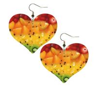 Stampe di frutta fresca Orecchini eleganti a forma di cuore leggeri accessori da donna perfetti per feste e San Valentino.