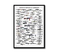 Stampe di Poster Vintage di Armi da Fuoco Militari, Fucili, AK47, per la Decorazione della casa, Soggiorno, Esercito, Arma, Tela, Pittura, Arte murale - 50x70cm Senza Cornice