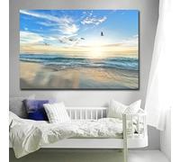 Stampe di poster vintage, paesaggio marino, alba, uccello in volo, dipinto su tela, stampe decorative da parete per soggiorno, arredamento per la casa, 50x70 cm (20x28 pollici), senza cornice