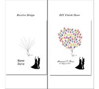 Stampe digitali albero tela libro degli ospiti, libro degli ospiti firma dell'albero dell'impronta digitale matrimonio con tampone di inchiostro multicolore diverse dimensioni (color04,35x50cm